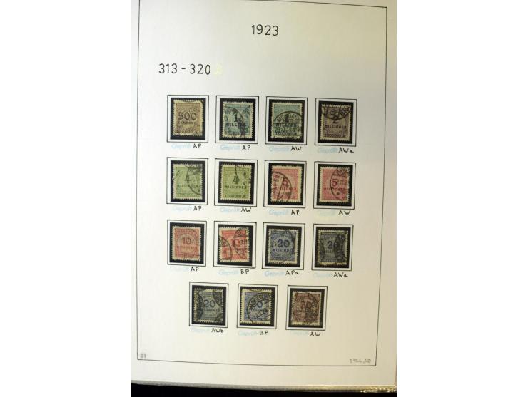 1916/23, Infla, gestempelte Sammlung mit u.a. Mi.-Nr. 104bF, 106c, 109I, 115d, 117PFI, 118a-c, 122XIV, 134-38II, 135IV, 138II