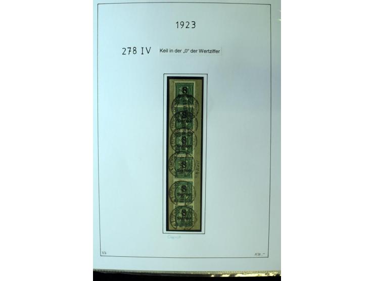 1916/23, Infla, gestempelte Sammlung mit u.a. Mi.-Nr. 104bF, 106c, 109I, 115d, 117PFI, 118a-c, 122XIV, 134-38II, 135IV, 138II