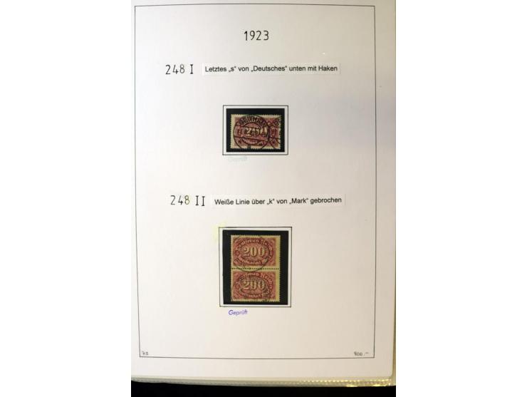 1916/23, Infla, gestempelte Sammlung mit u.a. Mi.-Nr. 104bF, 106c, 109I, 115d, 117PFI, 118a-c, 122XIV, 134-38II, 135IV, 138II
