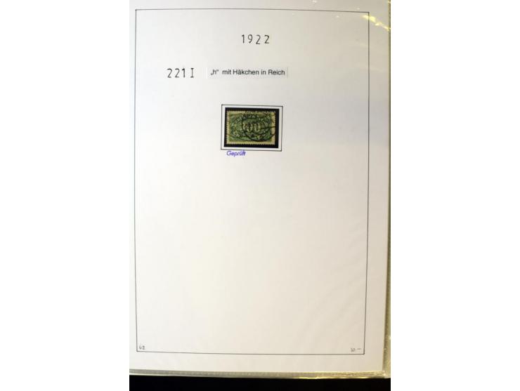 1916/23, Infla, gestempelte Sammlung mit u.a. Mi.-Nr. 104bF, 106c, 109I, 115d, 117PFI, 118a-c, 122XIV, 134-38II, 135IV, 138II