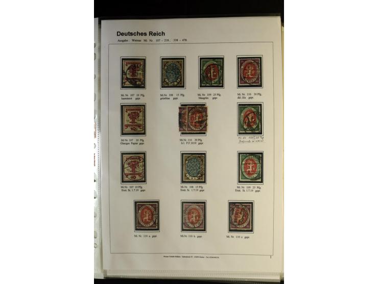 1919/1923, gestempelte Sammlung mit einigen besseren Werten, Farben und Plattenfehlern, vieles signiert bzw. mit Fotobefund, 
