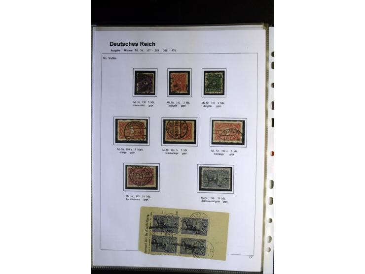 1919/1923, gestempelte Sammlung mit einigen besseren Werten, Farben und Plattenfehlern, vieles signiert bzw. mit Fotobefund, 