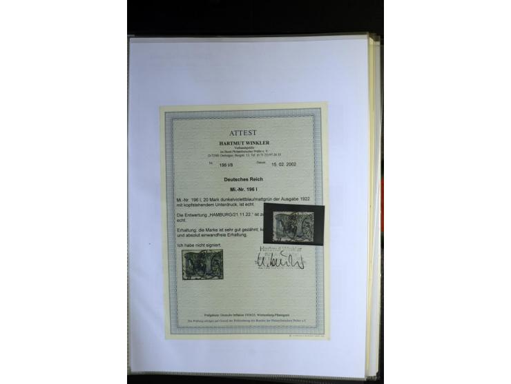 1919/1923, gestempelte Sammlung mit einigen besseren Werten, Farben und Plattenfehlern, vieles signiert bzw. mit Fotobefund, 