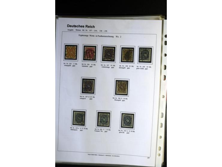 1919/1923, gestempelte Sammlung mit einigen besseren Werten, Farben und Plattenfehlern, vieles signiert bzw. mit Fotobefund, 