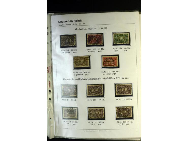 1919/1923, gestempelte Sammlung mit einigen besseren Werten, Farben und Plattenfehlern, vieles signiert bzw. mit Fotobefund, 