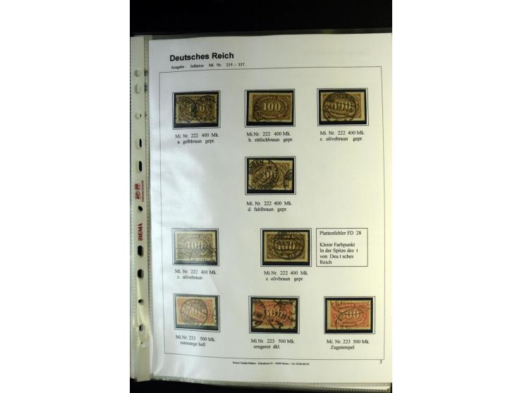 1919/1923, gestempelte Sammlung mit einigen besseren Werten, Farben und Plattenfehlern, vieles signiert bzw. mit Fotobefund, 