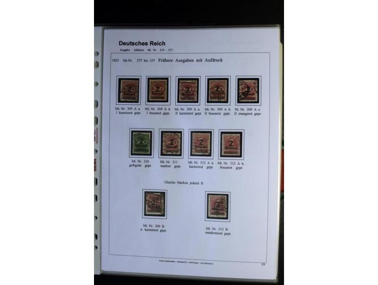 1919/1923, gestempelte Sammlung mit einigen besseren Werten, Farben und Plattenfehlern, vieles signiert bzw. mit Fotobefund, 