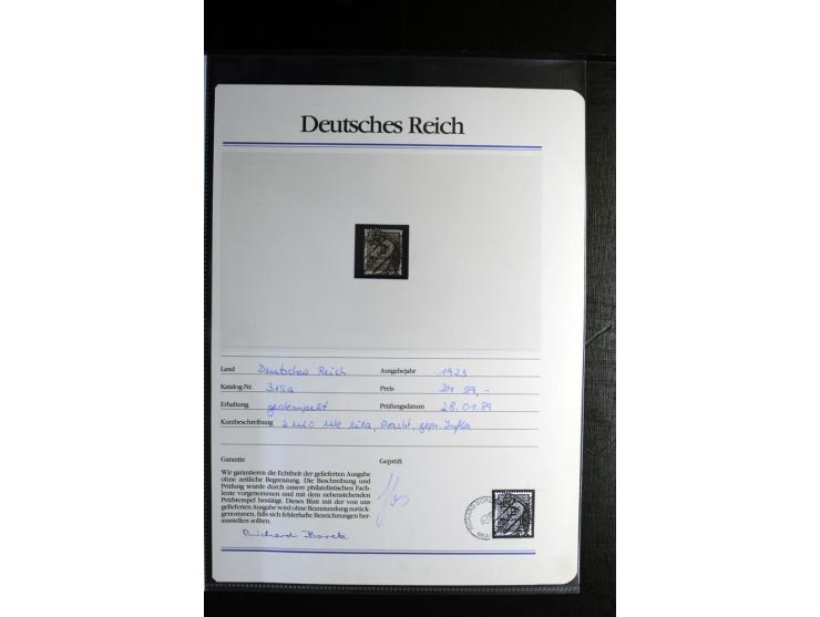 1919/1923, gestempelte Sammlung mit einigen besseren Werten, Farben und Plattenfehlern, vieles signiert bzw. mit Fotobefund, 