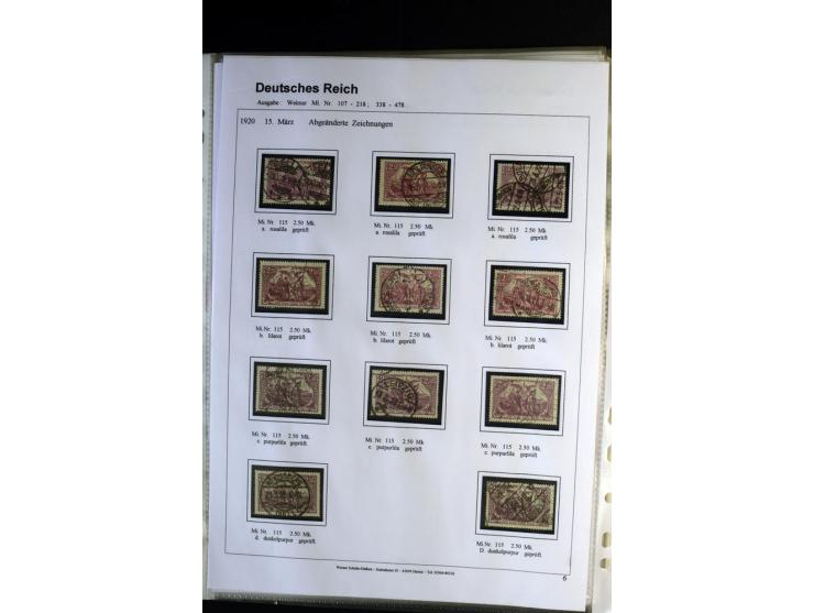 1919/1923, gestempelte Sammlung mit einigen besseren Werten, Farben und Plattenfehlern, vieles signiert bzw. mit Fotobefund, 