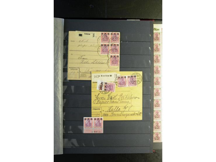 1920/1922, umfangreiche Spezial-Sammlung der Germania-Ausgabe (Mi.-Nr. 140-157 + 197-198) inkl. der Aufdruckausgaben von Saar