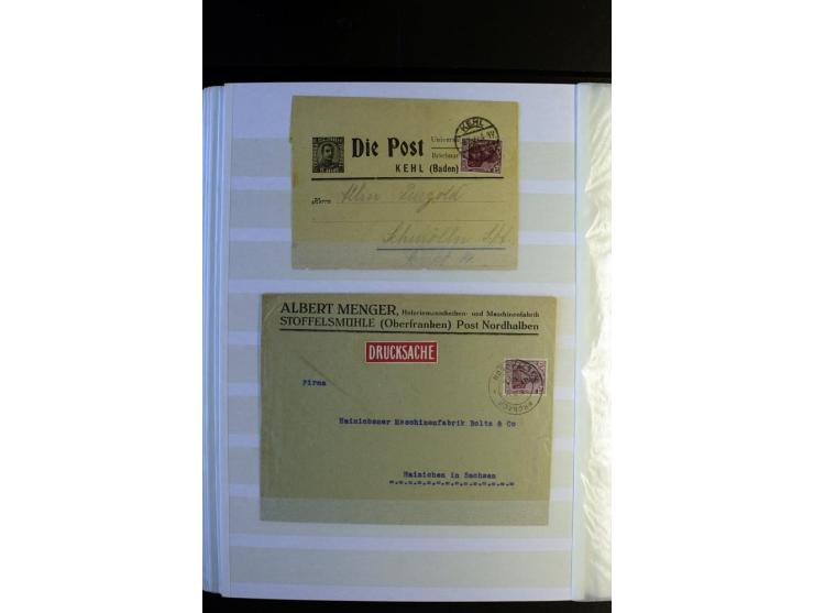 1920/1922, umfangreiche Spezial-Sammlung der Germania-Ausgabe (Mi.-Nr. 140-157 + 197-198) inkl. der Aufdruckausgaben von Saar