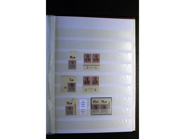 1920/1922, umfangreiche Spezial-Sammlung der Germania-Ausgabe (Mi.-Nr. 140-157 + 197-198) inkl. der Aufdruckausgaben von Saar