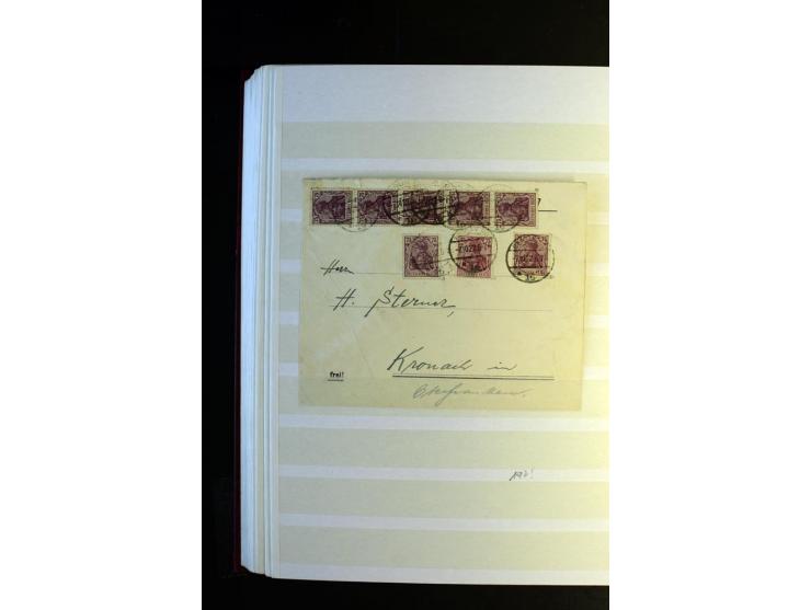 1920/1922, umfangreiche Spezial-Sammlung der Germania-Ausgabe (Mi.-Nr. 140-157 + 197-198) inkl. der Aufdruckausgaben von Saar