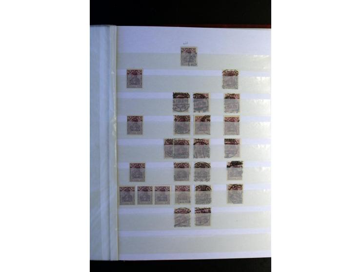 1920/1922, umfangreiche Spezial-Sammlung der Germania-Ausgabe (Mi.-Nr. 140-157 + 197-198) inkl. der Aufdruckausgaben von Saar