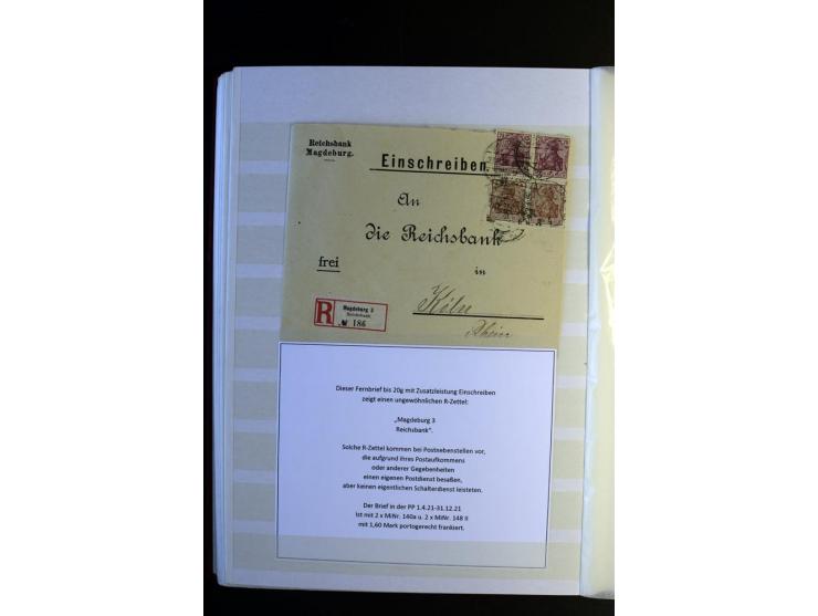 1920/1922, umfangreiche Spezial-Sammlung der Germania-Ausgabe (Mi.-Nr. 140-157 + 197-198) inkl. der Aufdruckausgaben von Saar