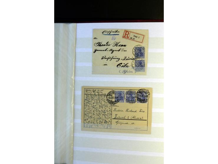 1920/1922, umfangreiche Spezial-Sammlung der Germania-Ausgabe (Mi.-Nr. 140-157 + 197-198) inkl. der Aufdruckausgaben von Saar