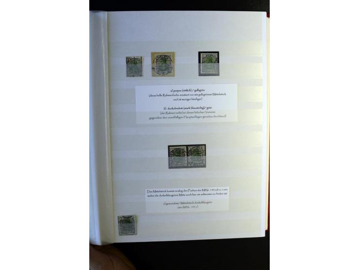 1920/1922, umfangreiche Spezial-Sammlung der Germania-Ausgabe (Mi.-Nr. 140-157 + 197-198) inkl. der Aufdruckausgaben von Saar