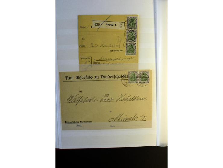 1920/1922, umfangreiche Spezial-Sammlung der Germania-Ausgabe (Mi.-Nr. 140-157 + 197-198) inkl. der Aufdruckausgaben von Saar