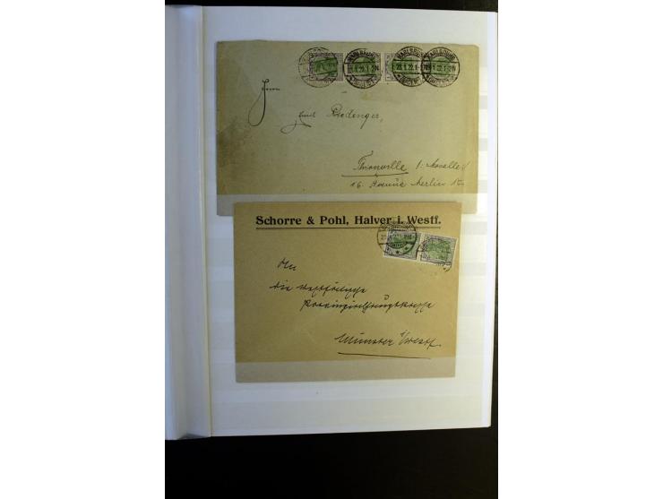 1920/1922, umfangreiche Spezial-Sammlung der Germania-Ausgabe (Mi.-Nr. 140-157 + 197-198) inkl. der Aufdruckausgaben von Saar