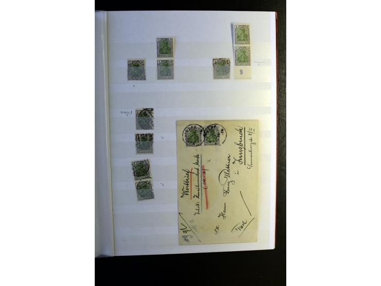 1920/1922, umfangreiche Spezial-Sammlung der Germania-Ausgabe (Mi.-Nr. 140-157 + 197-198) inkl. der Aufdruckausgaben von Saar