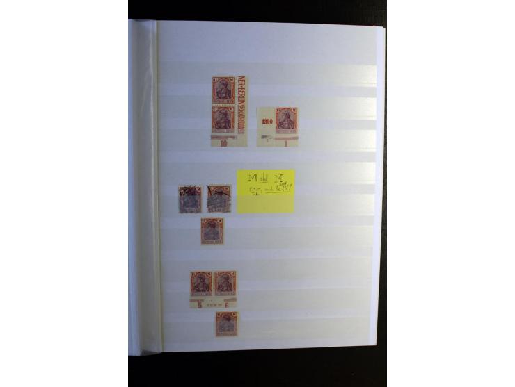 1920/1922, umfangreiche Spezial-Sammlung der Germania-Ausgabe (Mi.-Nr. 140-157 + 197-198) inkl. der Aufdruckausgaben von Saar