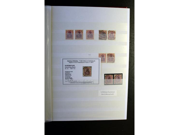 1920/1922, umfangreiche Spezial-Sammlung der Germania-Ausgabe (Mi.-Nr. 140-157 + 197-198) inkl. der Aufdruckausgaben von Saar