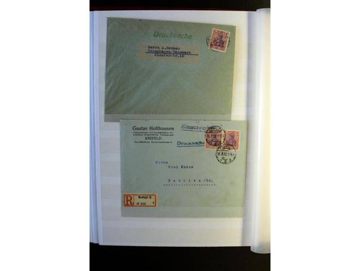 1920/1922, umfangreiche Spezial-Sammlung der Germania-Ausgabe (Mi.-Nr. 140-157 + 197-198) inkl. der Aufdruckausgaben von Saar