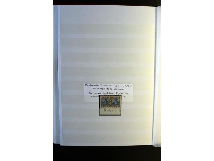 1920/1922, umfangreiche Spezial-Sammlung der Germania-Ausgabe (Mi.-Nr. 140-157 + 197-198) inkl. der Aufdruckausgaben von Saar