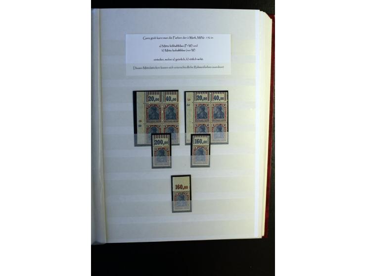 1920/1922, umfangreiche Spezial-Sammlung der Germania-Ausgabe (Mi.-Nr. 140-157 + 197-198) inkl. der Aufdruckausgaben von Saar