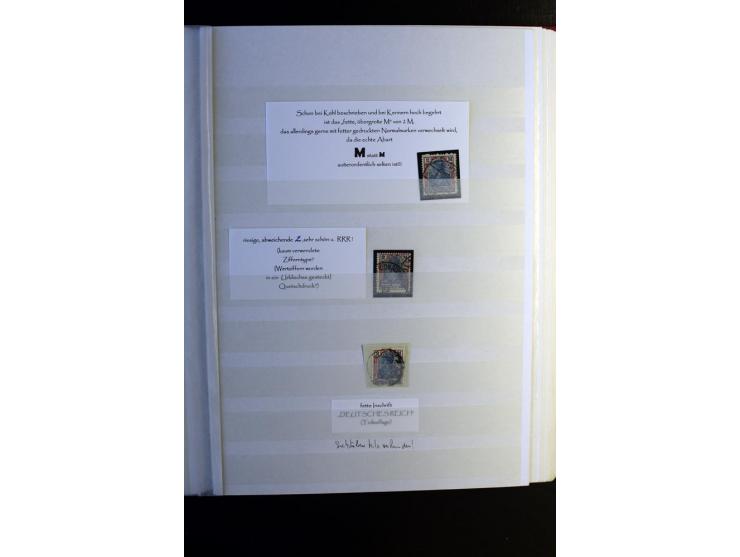 1920/1922, umfangreiche Spezial-Sammlung der Germania-Ausgabe (Mi.-Nr. 140-157 + 197-198) inkl. der Aufdruckausgaben von Saar