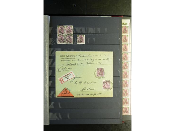 1920/1922, umfangreiche Spezial-Sammlung der Germania-Ausgabe (Mi.-Nr. 140-157 + 197-198) inkl. der Aufdruckausgaben von Saar