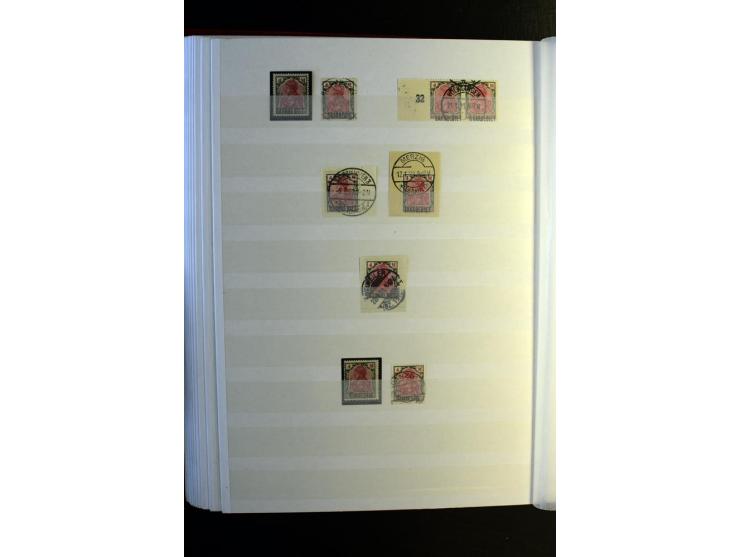 1920/1922, umfangreiche Spezial-Sammlung der Germania-Ausgabe (Mi.-Nr. 140-157 + 197-198) inkl. der Aufdruckausgaben von Saar