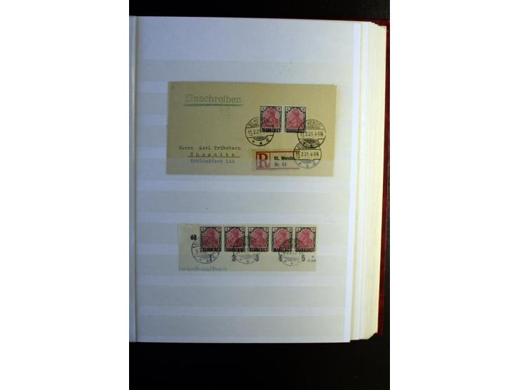 1920/1922, umfangreiche Spezial-Sammlung der Germania-Ausgabe (Mi.-Nr. 140-157 + 197-198) inkl. der Aufdruckausgaben von Saar