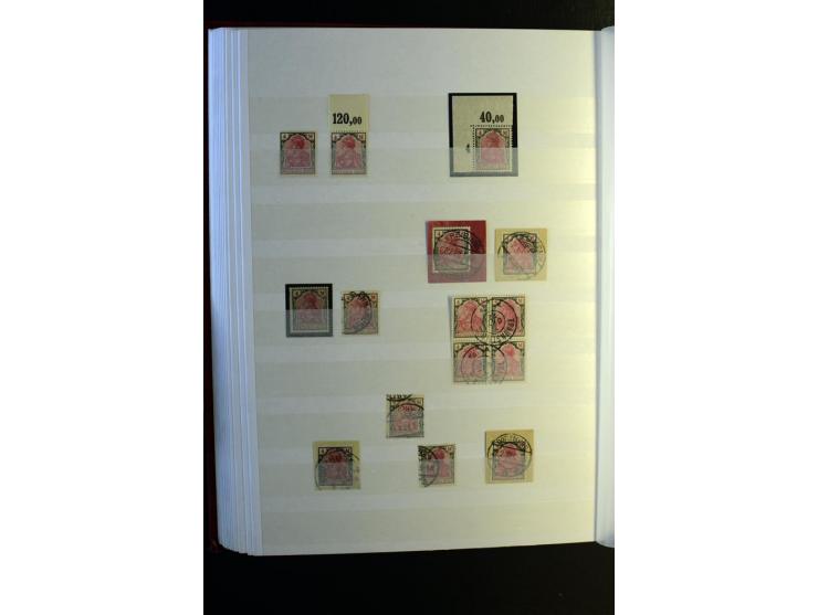 1920/1922, umfangreiche Spezial-Sammlung der Germania-Ausgabe (Mi.-Nr. 140-157 + 197-198) inkl. der Aufdruckausgaben von Saar