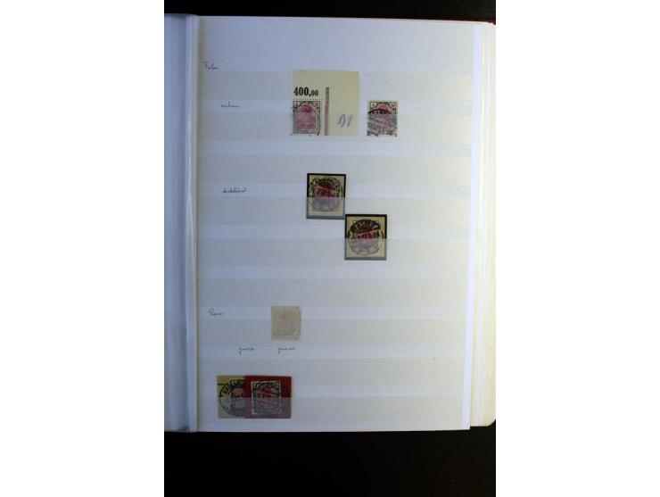 1920/1922, umfangreiche Spezial-Sammlung der Germania-Ausgabe (Mi.-Nr. 140-157 + 197-198) inkl. der Aufdruckausgaben von Saar