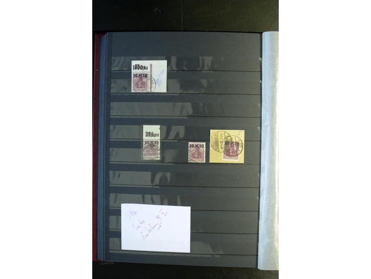 1920/1922, umfangreiche Spezial-Sammlung der Germania-Ausgabe (Mi.-Nr. 140-157 + 197-198) inkl. der Aufdruckausgaben von Saar