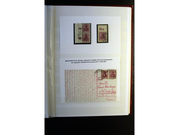 1920/1922, umfangreiche Spezial-Sammlung der Germania-Ausgabe (Mi.-Nr. 140-157 + 197-198) inkl. der Aufdruckausgaben von Saar