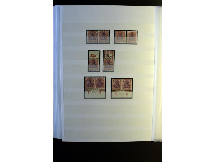 1920/1922, umfangreiche Spezial-Sammlung der Germania-Ausgabe (Mi.-Nr. 140-157 + 197-198) inkl. der Aufdruckausgaben von Saar
