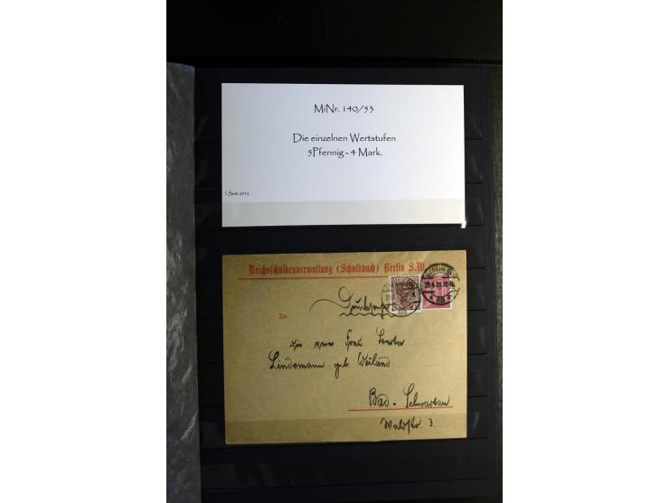 1920/1922, umfangreiche Spezial-Sammlung der Germania-Ausgabe (Mi.-Nr. 140-157 + 197-198) inkl. der Aufdruckausgaben von Saar