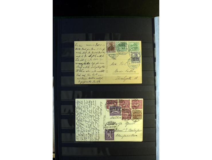 1920/1922, umfangreiche Spezial-Sammlung der Germania-Ausgabe (Mi.-Nr. 140-157 + 197-198) inkl. der Aufdruckausgaben von Saar