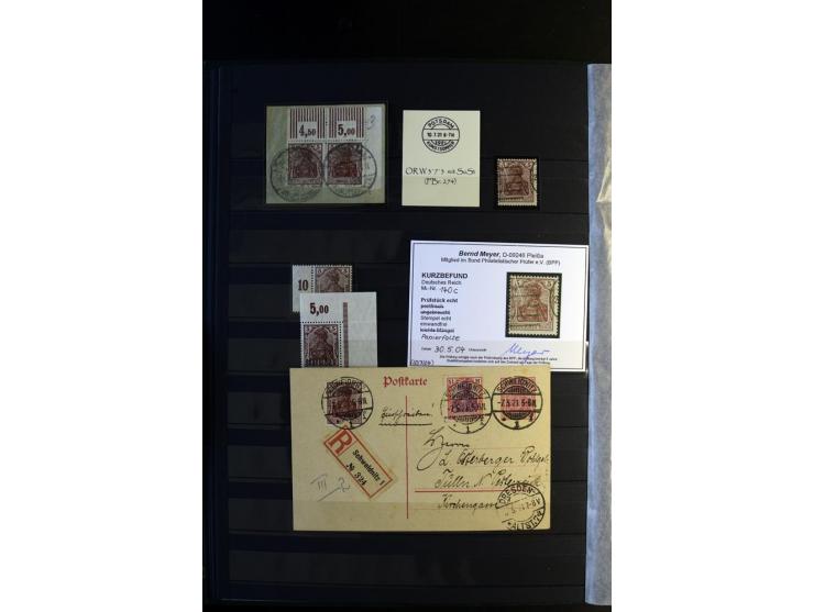 1920/1922, umfangreiche Spezial-Sammlung der Germania-Ausgabe (Mi.-Nr. 140-157 + 197-198) inkl. der Aufdruckausgaben von Saar