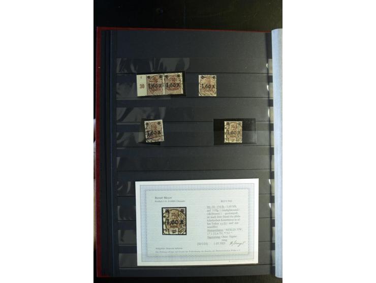 1920/1922, umfangreiche Spezial-Sammlung der Germania-Ausgabe (Mi.-Nr. 140-157 + 197-198) inkl. der Aufdruckausgaben von Saar