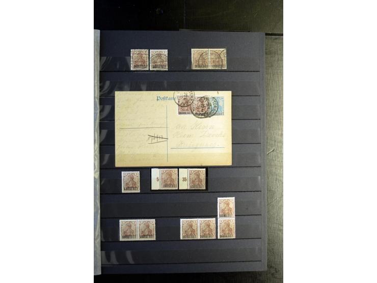 1920/1922, umfangreiche Spezial-Sammlung der Germania-Ausgabe (Mi.-Nr. 140-157 + 197-198) inkl. der Aufdruckausgaben von Saar