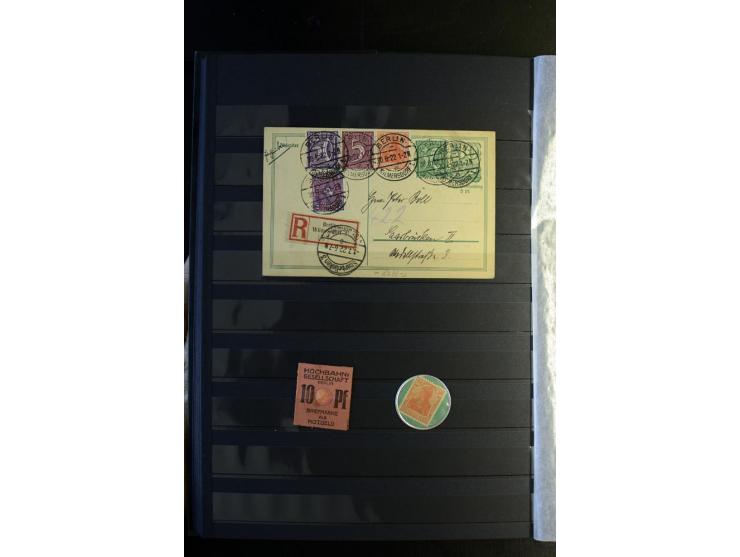 1920/1922, umfangreiche Spezial-Sammlung der Germania-Ausgabe (Mi.-Nr. 140-157 + 197-198) inkl. der Aufdruckausgaben von Saar