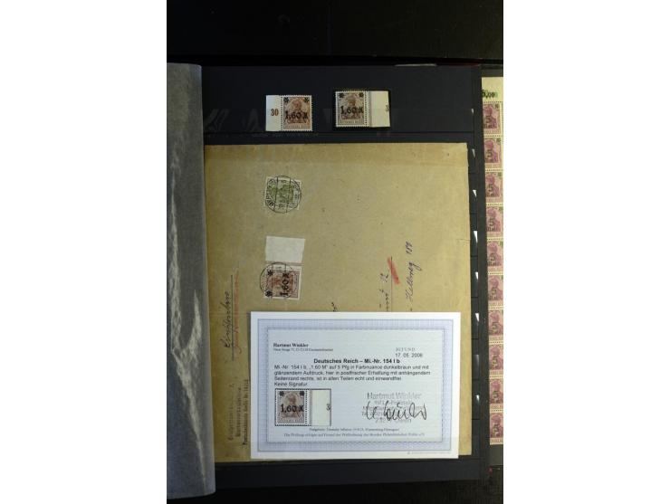 1920/1922, umfangreiche Spezial-Sammlung der Germania-Ausgabe (Mi.-Nr. 140-157 + 197-198) inkl. der Aufdruckausgaben von Saar