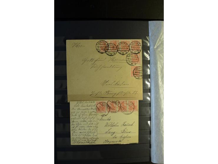 1920/1922, umfangreiche Spezial-Sammlung der Germania-Ausgabe (Mi.-Nr. 140-157 + 197-198) inkl. der Aufdruckausgaben von Saar