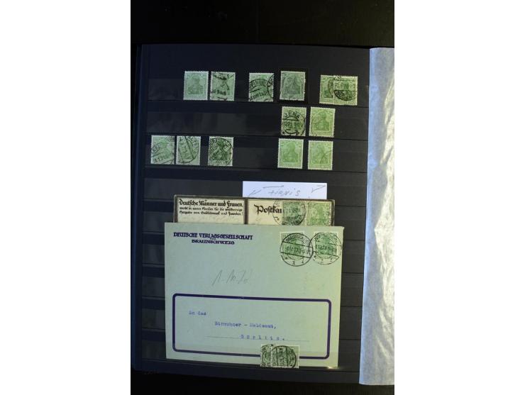 1920/1922, umfangreiche Spezial-Sammlung der Germania-Ausgabe (Mi.-Nr. 140-157 + 197-198) inkl. der Aufdruckausgaben von Saar