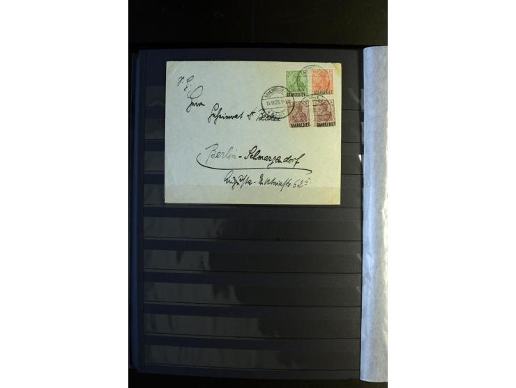 1920/1922, umfangreiche Spezial-Sammlung der Germania-Ausgabe (Mi.-Nr. 140-157 + 197-198) inkl. der Aufdruckausgaben von Saar