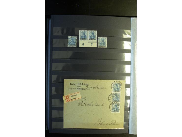 1920/1922, umfangreiche Spezial-Sammlung der Germania-Ausgabe (Mi.-Nr. 140-157 + 197-198) inkl. der Aufdruckausgaben von Saar
