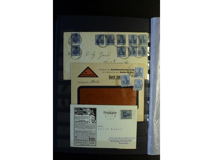 1920/1922, umfangreiche Spezial-Sammlung der Germania-Ausgabe (Mi.-Nr. 140-157 + 197-198) inkl. der Aufdruckausgaben von Saar